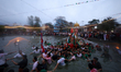 Nepali Hindu devotees circumnavigate the chariot of the Hindu goddess Tudaldevi Baisnavi a...
