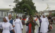 Members of St Leo Catholic Church hold a procession to mark Palm Sunday in Ikeja, Lagos, N...