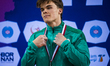 Bronze medalist Matteo Giubellini of Switzerland poses during the award ceremony after the...