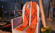 EDMONTON, CANADA - APRIL 22:The stole worn by Pope Francis during his 2022 visit rests ge...