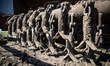 The chain mechanism of an MV-4 demining machine is pictured during a mine clearance missio...
