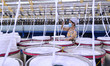 A worker works in a workshop of a textile products manufacturing enterprise in Qingzhou Ec...