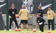 Wojciech Szczesny and Marc Andre ter Stegen participate in FC Barcelona training at the Jo...