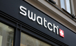 The Swatch logo is seen on the street in Krakow, Poland, on May 14, 2025. 