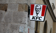 The KFC logo is seen on the street in Krakow, Poland, on May 14, 2025. 