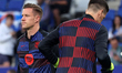 Wojciech Szczesny and Marc-Andre ter Stegen train during the match between RCD Espanyol an...