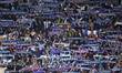 Espanyol supporters attend the match between RCD Espanyol and FC Barcelona, corresponding...