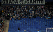 A large section of seats remains empty as RCD Espanyol fans walk out in protest during the...