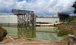 An unfinished structure on the A69 highway is flooded frequently due to apparent design er...