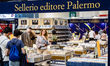 People visit the stand of the editorial group Sellerio from Palermo at the Salone del Libr...