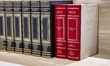 Volumes of the Treccani Encyclopedia and Dictionary of the Italian language are seen at th...
