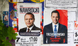 Campaign posters of two candidates and political opponents, Rafal Trzaskowski and Karol Na...