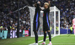 Lamine Yamal of FC Barcelona celebrates after scoring a goal with Alejandro Balde of FC Ba...