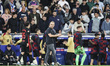 Hansi Flick, coach of FC Barcelona, celebrates a goal during the La Liga EA Sports 2024/25...