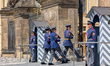 Soldiers of the Castle Guard perform the ceremonial changing of the guard at the main entr...