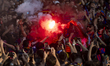 In Barcelona, Spain, on May 16, 2025, FC Barcelona celebrates their historic 2024-2025 sea...
