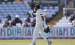 Haseeb Hameed of Nottinghamshire celebrates after scoring 100 during the first day of the...