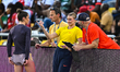 Katie Moon of the United States reacts during the Pole Vault Women's Diamond League Doha M...