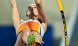 Katie Moon of the United States competes in the women's Pole Vault final at the Diamond Le...