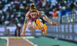 Tugba Danismaz of Turkey competes in the women's Triple Jump at the Diamond League Doha Me...