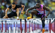 Rasheed Broadbell of Jamaica competes in the men's 110m Hurdles final at the Diamond Leagu...