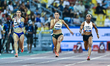 (From left to right) Amy Hunt of Great Britain, Zoe Hobbs of New Zealand, and Shelly-Ann F...