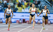 (From left to right) Shelly-Ann Fraser-Pryce of Jamaica, Mujinga Kambundji of Switzerland,...