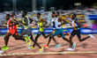 Athletes compete in the men's 5000m final at the Diamond League Doha Meeting 2025 competit...