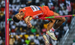 Vernon Turner of the United States competes in the men's High Jump at the Diamond League D...