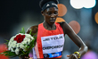 Chepchirchir Nelly of Kenya celebrates after winning the women's 1500m at the Diamond Leag...