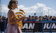 People and the Trofeo Senza Fine are present before the 108th Giro d'Italia 2025, Stage 8,...