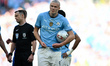 Erling Haaland (9 Manchester City) holds the match ball during the Emirates FA Cup Final b...