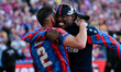 Jean Philippe Mateta (14 Crystal Palace) and Joel Ward (2 Crystal Palace) celebrate after...