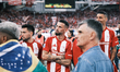 Olympiacos' Kristoffer Velde (center) during the Greek Cup Final soccer match against OFI...