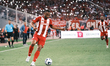Olympiacos' Ayoub El Kaabi (center) during the Greek Cup Final soccer match against OFI FC...