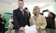 Presidential candidate and mayor of Warsaw Rafal Trzaskowski votes in the presidential ele...