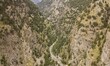 Aerial panoramic view from a drone of Samaria Gorge in Crete Island. Samaria Gorge has a r...