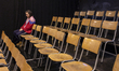 A student of the Academy of Arts in Novi Sad rehearses before staging a play by Russian pl...