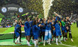 Team Chelsea celebration during UEFA Conference League Final, Real Betis vs Chelsea Londyn...