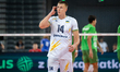 Illia Kovalov plays during the volleyball match between Bulgaria and Ukraine in Gliwice, P...