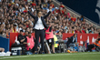 Marta Tome, coach of the Spanish National Team, claims a foul in the play that ends with E...