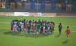 Nigeria's Super Falcons and Cameroon's Indomitable Lioness players come together after the...