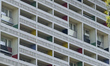 The Unite d'habitation, designed by the French-Swiss architect Le Corbusier, stands near t...