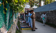 Kashmiri Muslims perform Eid prayers during Eid-ul-Adha in Baramulla, Jammu and Kashmir, I...