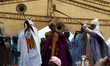 Men blow flutes during the Ilorin Emirate Durbar 2025 held at the Kwara Baseball Park in t...