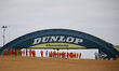 The marshal stands under the Dunlop bridge before the start of the race during the 24h of...