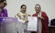 Lenia Batres Guadarrama receives the minister-elect certificate from the President of the...