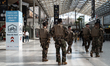 Sentinelles forces (army) walk at Gare du Nord railway station in Paris, France, on June 1...