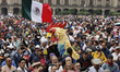 Cockfighters, charros, and bullfighters protest in Mexico City's Zocalo against the law li...