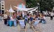 People attend the Kunstareal Festival in Munich, Germany, on June 27, 2025. Kunstareal Mue...